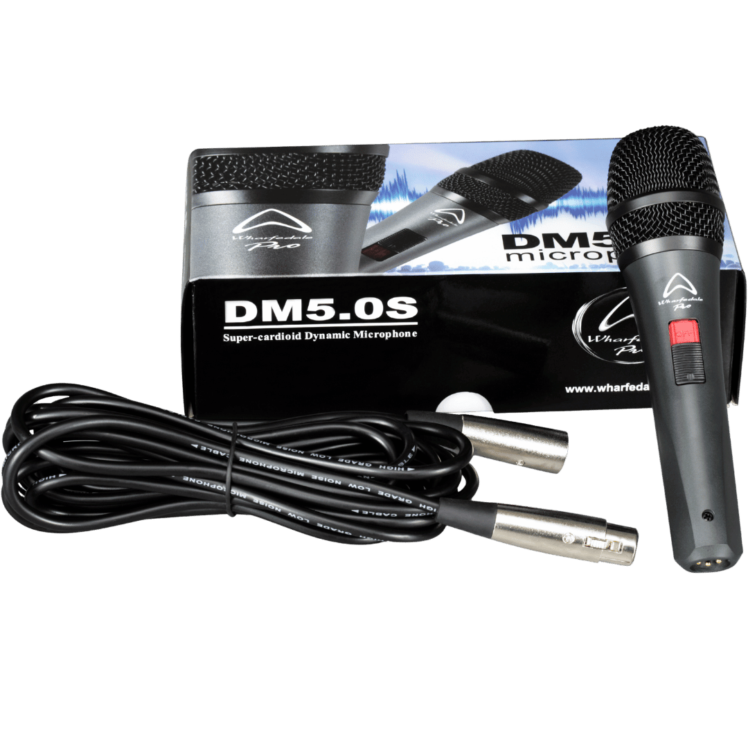 Wharfedale DM5.0S 3-Pack microphone set with mic clips and carry pouches included