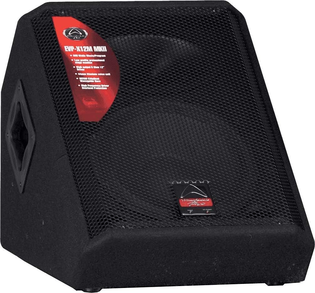 Wharfedale EVP-X12M MKII stage monitor angled at 50 degrees for live stage use