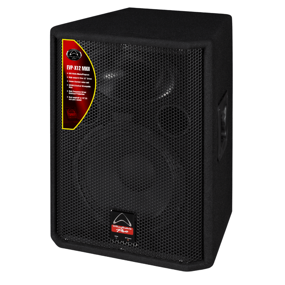 Wharfedale EVP-X12 MKII passive PA speaker side profile trapezoidal cabinet