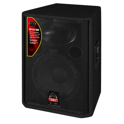 Wharfedale EVP-X12 MKII passive PA speaker side profile trapezoidal cabinet