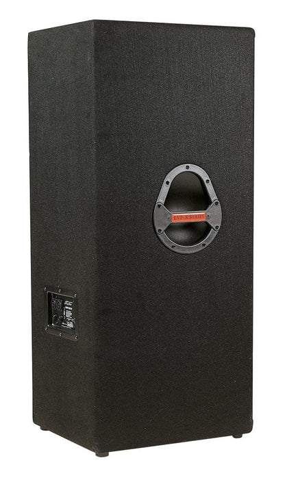 Wharfedale EVP-X215 passive PA speaker angled view showing steel grille and carpet finish