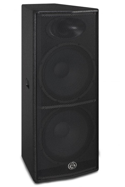 Wharfedale IMPACT-215 passive PA speaker side profile showing trapezoidal ABS enclosure