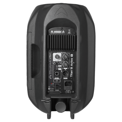 TITAN-8A MKII active speaker rear panel showing XLR combo inputs and volume control