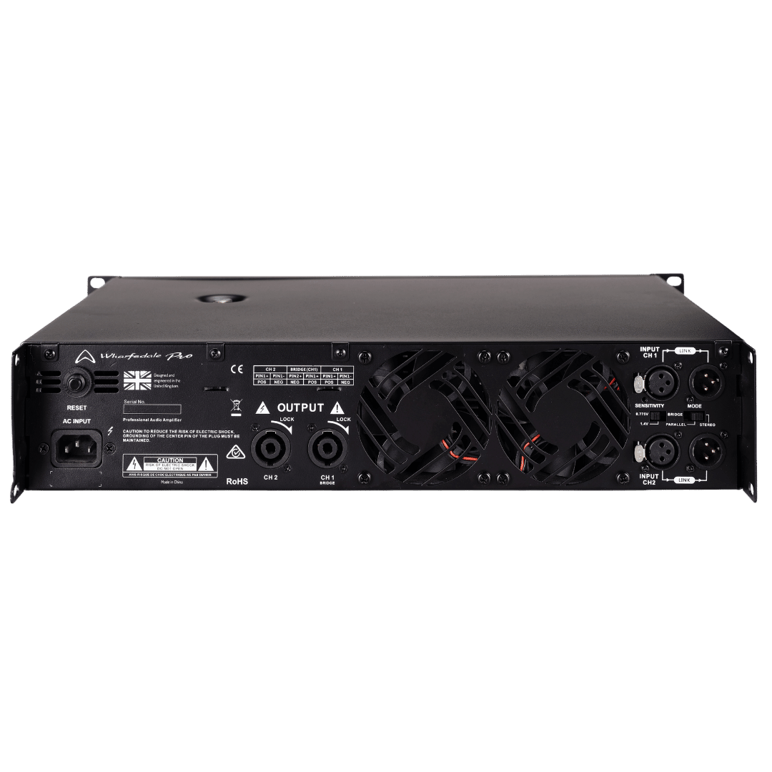 Wharfedale XR3000 power amplifier XLR inputs and link outputs rear view