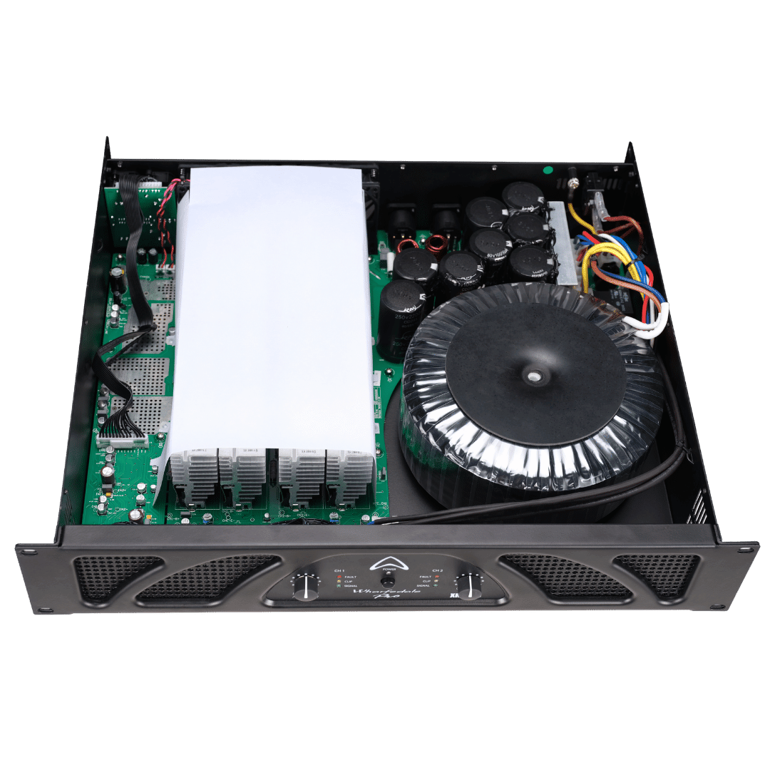 Wharfedale XR3500 power amplifier cooling vents and front controls