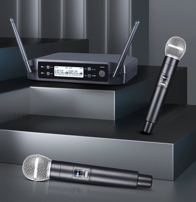 Wireless Handheld Dual Channels UHF Microphone System – Fixed Frequency Dynamic Mics for Karaoke, Wedding, Party, Band, and Church Shows - ZAMAR AUDIO SOLUTIONS