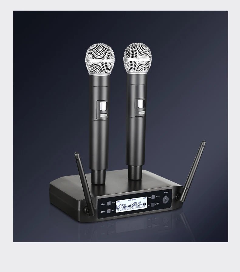 Wireless Handheld Dual Channels UHF Microphone System – Fixed Frequency Dynamic Mics for Karaoke, Wedding, Party, Band, and Church Shows - ZAMAR AUDIO SOLUTIONS