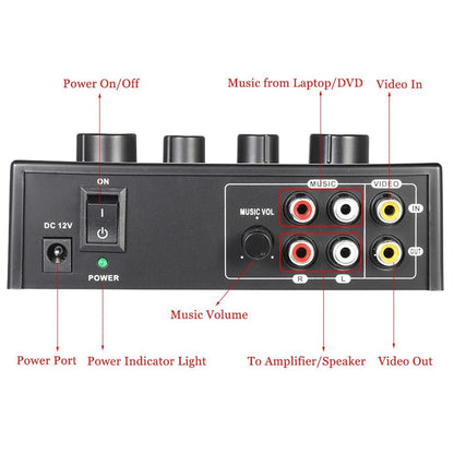 Wireless Karaoke Microphone Echo Sound Mixer – Digital Audio Mixer, 2 Mic Inputs, for TV/PC Amplifier, Perfect for Music Parties - ZAMAR AUDIO SOLUTIONS