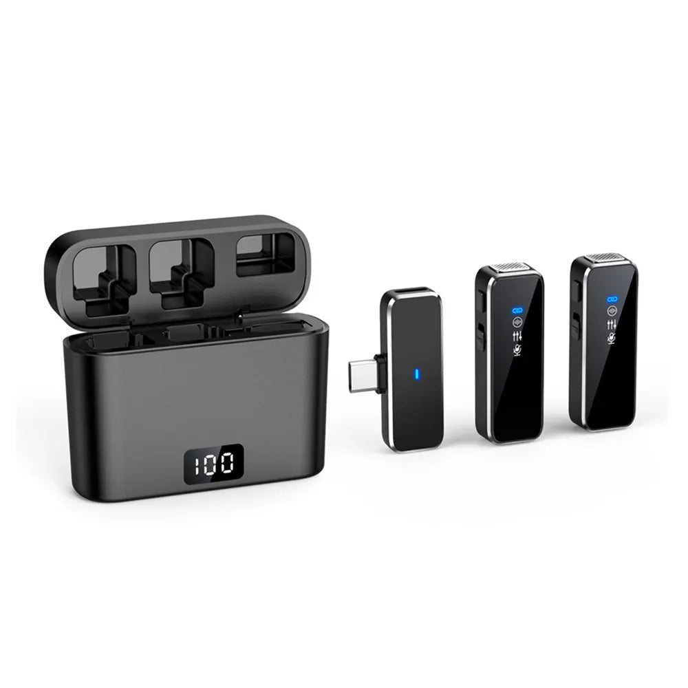 Wireless Lavalier Microphone – Mini Portable Lapel Mic, Dual-Channel Audio Video Voice Recording, LCD Display, for iPhone Android Live Stream - ZAMAR AUDIO SOLUTIONS