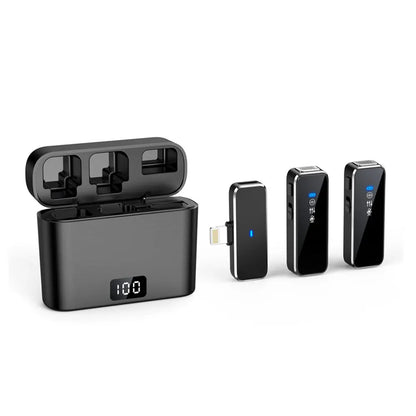 Wireless Lavalier Microphone – Mini Portable Lapel Mic, Dual - Channel Audio Video Voice Recording, LCD Display, for iPhone Android Live Stream - ZAMAR AUDIO SOLUTIONS