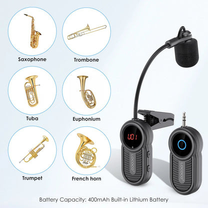 XIAOKOA LG - 06 Saxophone Microphone – UHF Professional Stage Equipment for Trumpet, Trombone, and Outdoor Performances - ZAMAR AUDIO SOLUTIONS