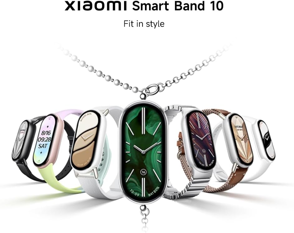 Xiaomi Smart Band 10 AMOLED fitness tracker with 21-day battery – front view