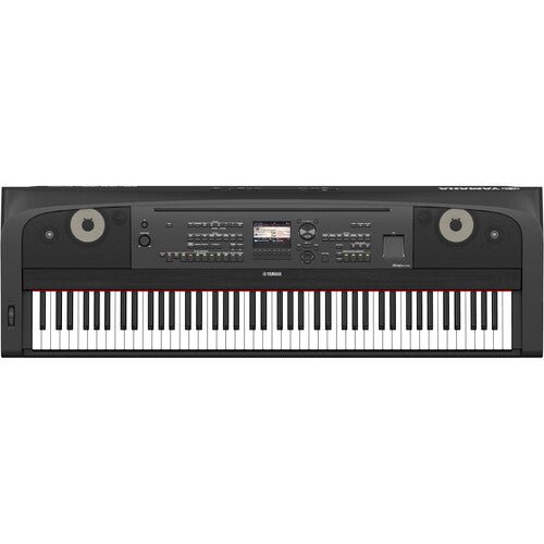 Yamaha DGX-670 portable grand piano full view – 88 weighted keys in black