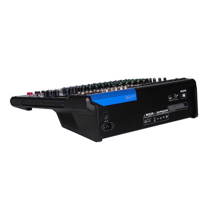 Yamaha MG16XU mixer Kenya — rear-right angle showing power inlet, USB port, and rugged metal chassis construction