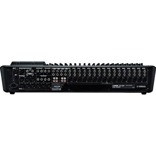 Yamaha MGP24X mixer Kenya rear panel showing XLR inputs, matrix outputs, USB port, and group bus connections