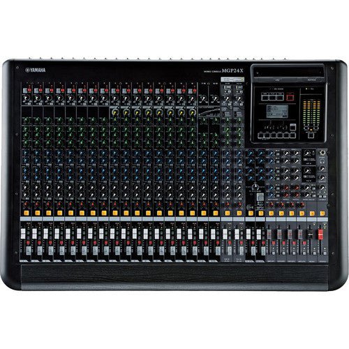 Yamaha MGP24X mixer Kenya top-down view of channel strip layout with EQ, AUX sends, and one-knob compressors