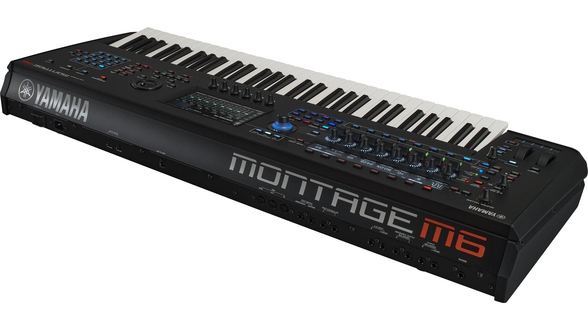 Yamaha Montage M6 synthesizer front view — 61-key FSX semi-weighted keybed