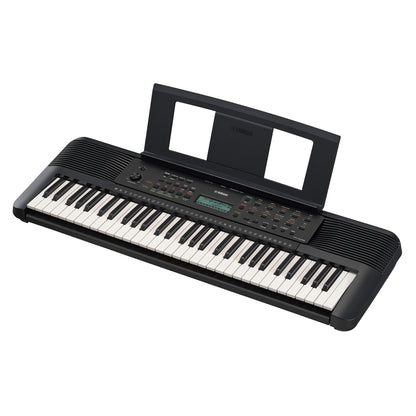 Yamaha PSR-E283 Kenya — angled view with music rest raised, showing full 61-key keyboard