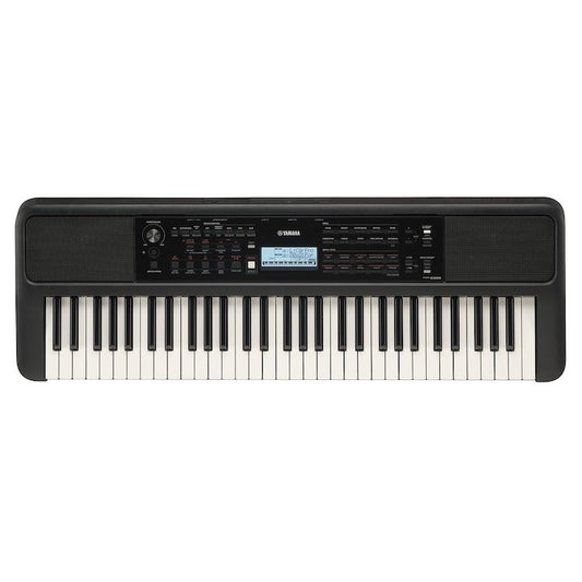 Yamaha PSR-E383 Kenya overhead view showing 61 touch-sensitive keys and control panel on white background