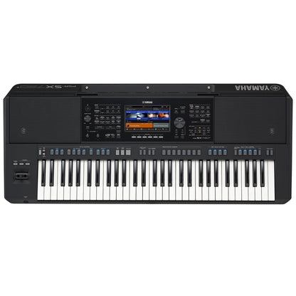 Yamaha PSR-SX720+ Bluetooth arranger keyboard – angled front view showing 61 keys and backlit LCD display