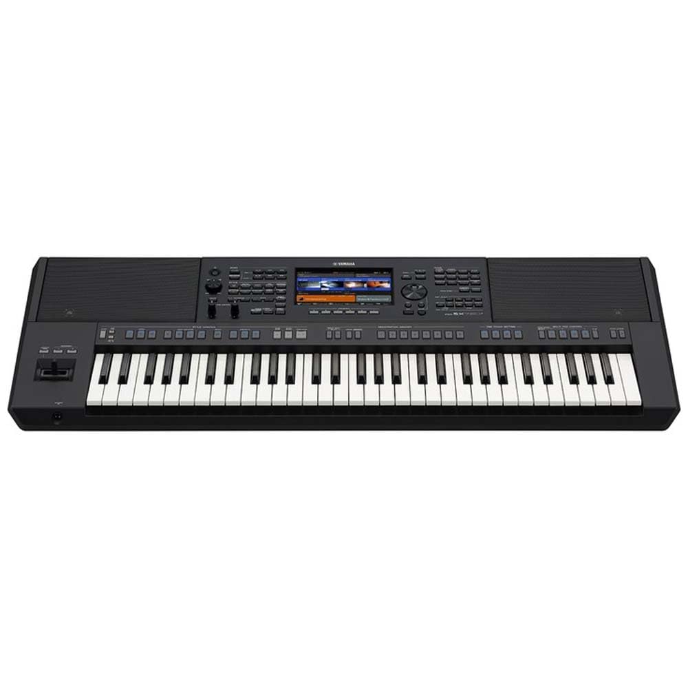 Yamaha PSR-SX720+ Bluetooth arranger keyboard – angled front view showing 61 keys and backlit LCD display