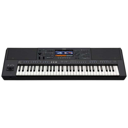Yamaha PSR-SX720+ Bluetooth arranger keyboard – angled front view showing 61 keys and backlit LCD display