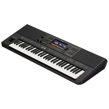 Yamaha PSR-SX720+ Bluetooth arranger keyboard – angled front view showing 61 keys and backlit LCD display