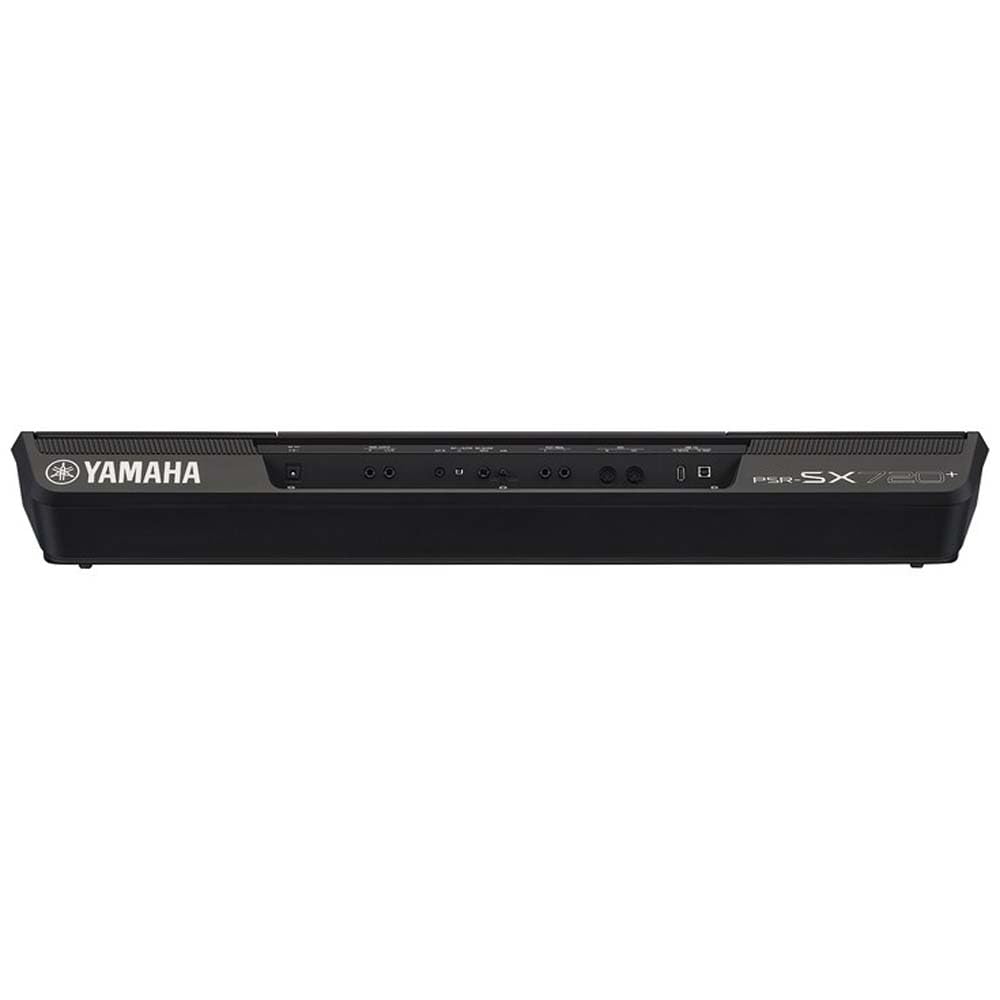 Yamaha PSR-SX720+ Bluetooth arranger keyboard rear connectivity panel showing USB, audio outputs and Bluetooth indicator