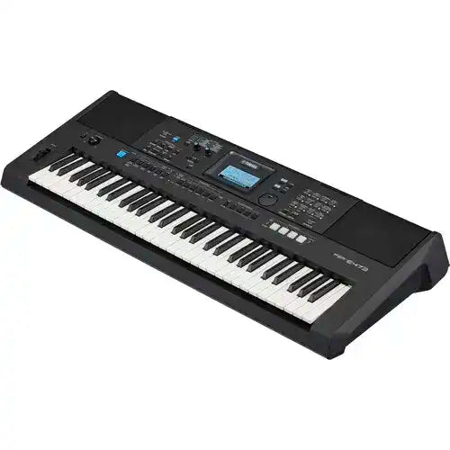 Yamaha PSR-E473 keyboard Kenya — 3/4 angled view of 61-key portable keyboard, black, no accessories`