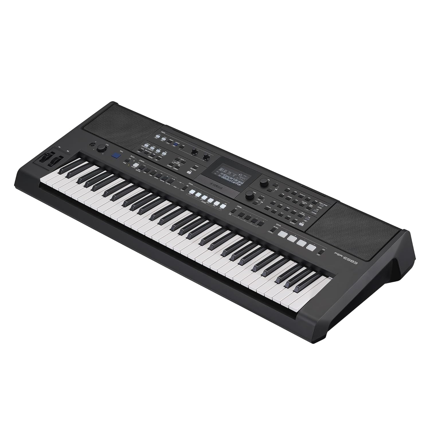 Yamaha PSR-E583 portable keyboard Kenya side angle view highlighting Live Control Knobs and wheels