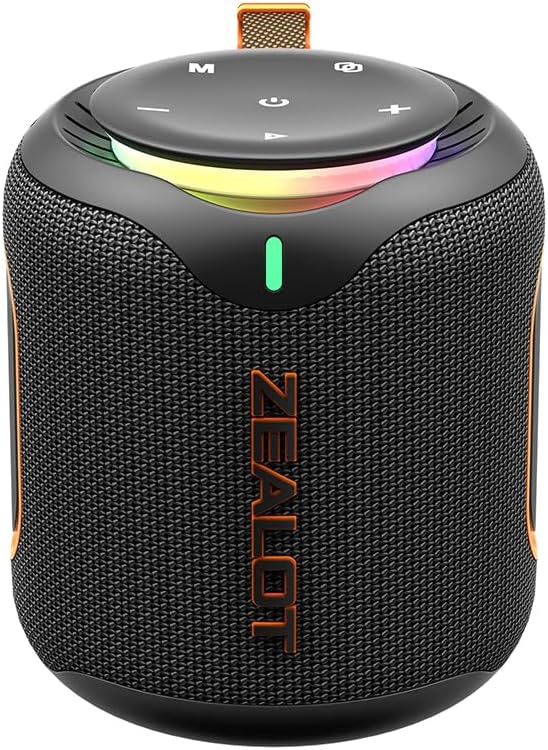 ZEALOT M1 Bluetooth Speaker side profile highlighting IPX6 waterproof rugged build