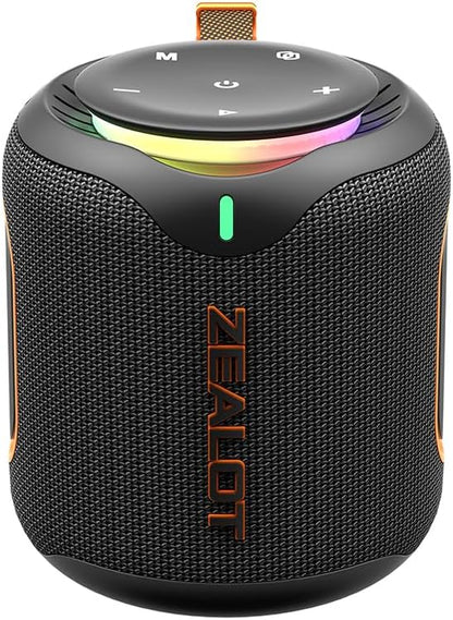 ZEALOT M1 Bluetooth Speaker side profile highlighting IPX6 waterproof rugged build