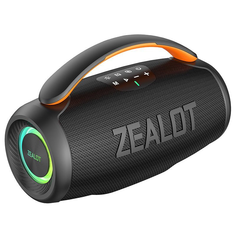 ZEALOT P11 Bluetooth Speaker side profile showing Type-C charging port and body depth, Grey variant