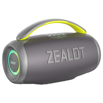 ZEALOT P11 Bluetooth Speaker side profile showing Type-C charging port and body depth, Grey variant