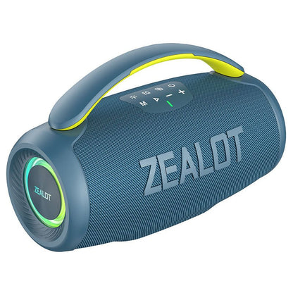 ZEALOT P11 Bluetooth Speaker front view showing grille and controls, Navy Blue, 50W IPX6 waterproof