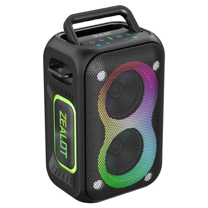 ZEALOT PT02 Bluetooth Speaker button controls and TF card slot detail view