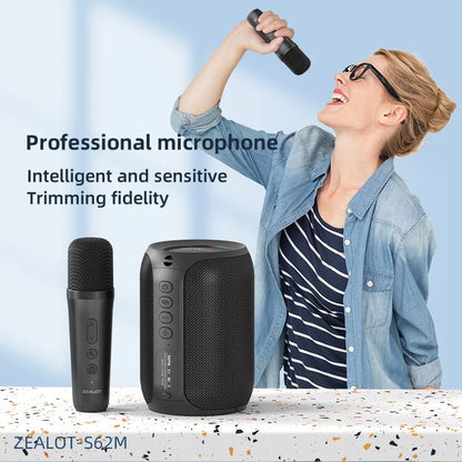 ZEALOT - S62M Portable Bluetooth 5.3 Karaoke Machine – 10W Speaker System with Wireless Microphones and Dynamic Sound - ZAMAR AUDIO SOLUTIONS
