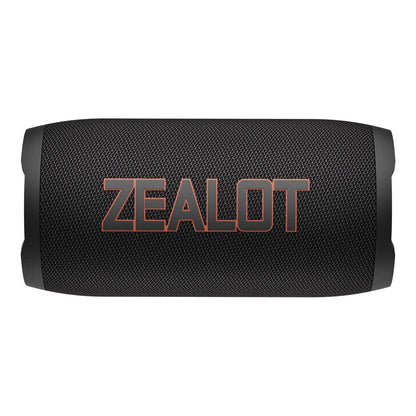 ZEALOT S76 Bluetooth speaker Kenya front view in black with branded mesh grille on white background