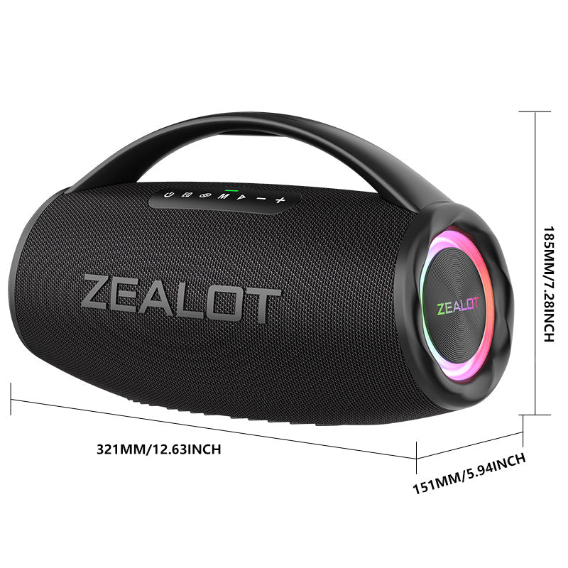 ZEALOT S97 Bluetooth Speaker Kenya — IPX6 waterproof rating, side profile showing Type-C charging port