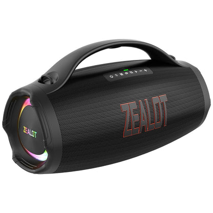 ZEALOT S98 160W Bluetooth speaker front view — IPX6 waterproof outdoor speaker in Black