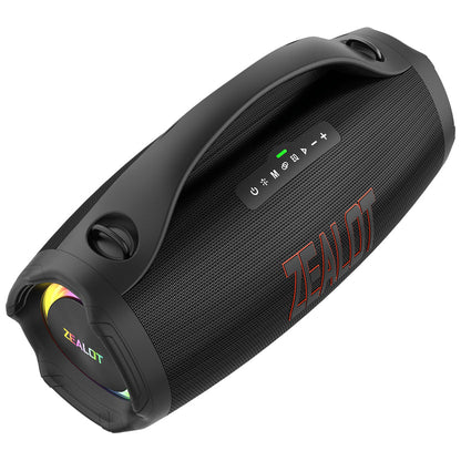 ZEALOT S98 160W Bluetooth speaker side profile showing Type-C charging port and controls