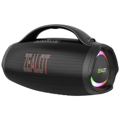 ZEALOT S98 160W Bluetooth speaker side profile showing Type-C charging port and controls