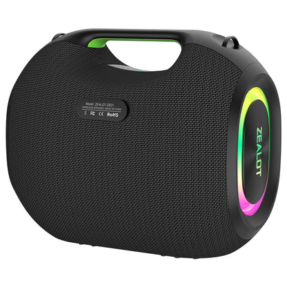 ZEALOT ZE01 waterproof speaker connectivity ports, Bluetooth 5.4, TF card slot, Type-C