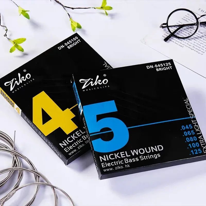 Ziko bass guitar strings Kenya DN-045100 4-string and DN-045125 5-string nickel wound packaging`