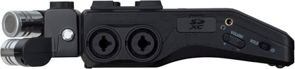 Zoom H6 recorder Kenya side panel with SDXC card slot, headphone jack, volume dial, Hold switch and power button