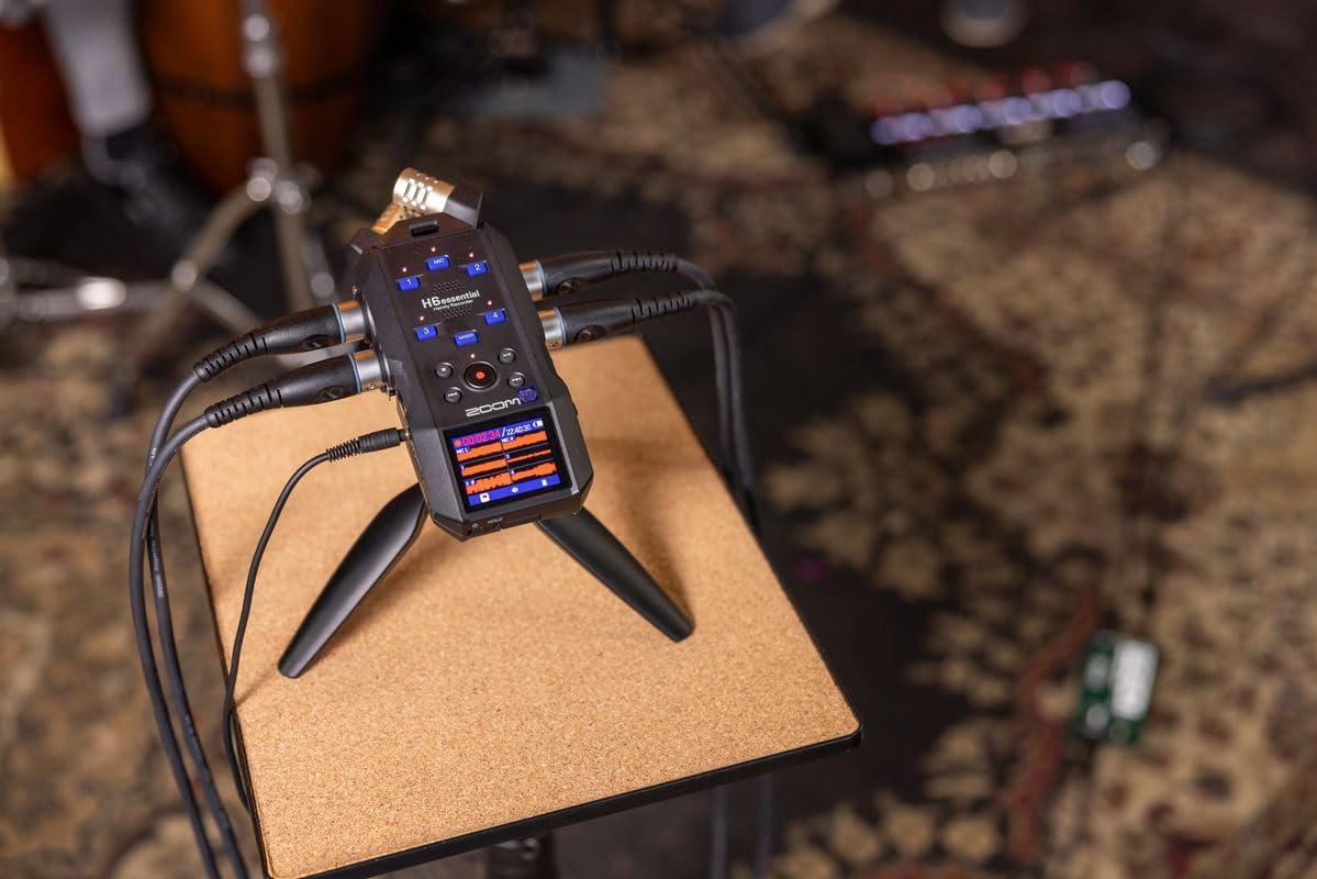 Zoom H6essential 32-bit float recorder side profile showing inputs and controls